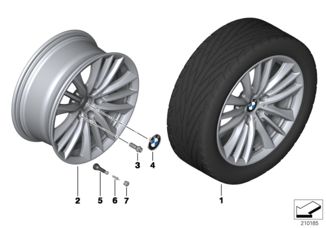 2019 BMW M6 Disc Wheel, Light Alloy, Bright-Turned Diagram for 36116791383