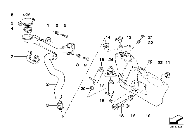 1996 BMW 740iL Connector For Filler Pipe Diagram for 61668360135