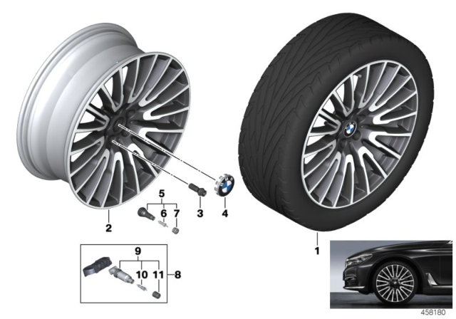 2016 BMW 750i xDrive Disc Wheel, Light Alloy, Bright-Turned Diagram for 36116863113