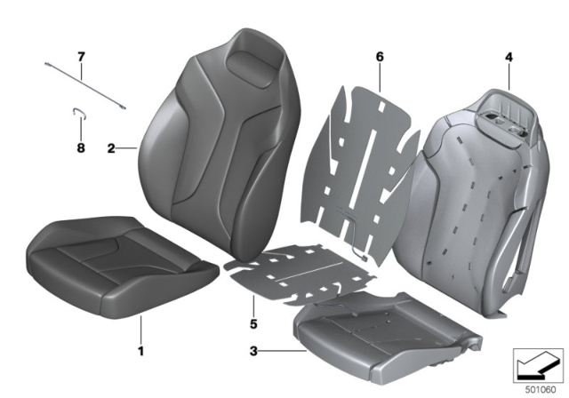 2020 BMW 840i Gran Coupe FOAM PAD BASIC BACKREST LEFT Diagram for 52107444777