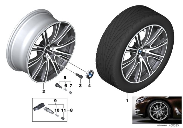 2020 BMW M760i xDrive BMW LM Wheel V-Spoke Diagram