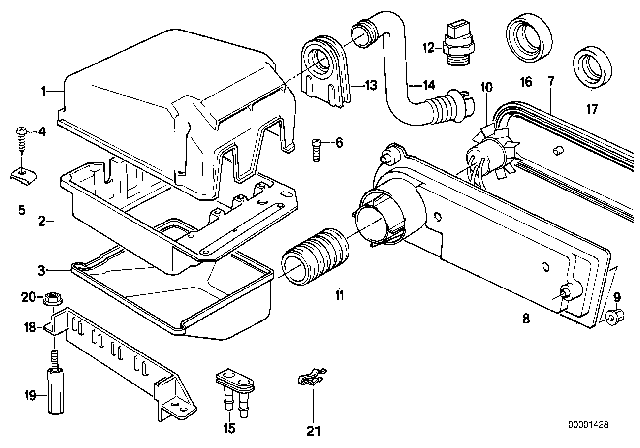1991 BMW 535i Center Part Diagram for 12901402189