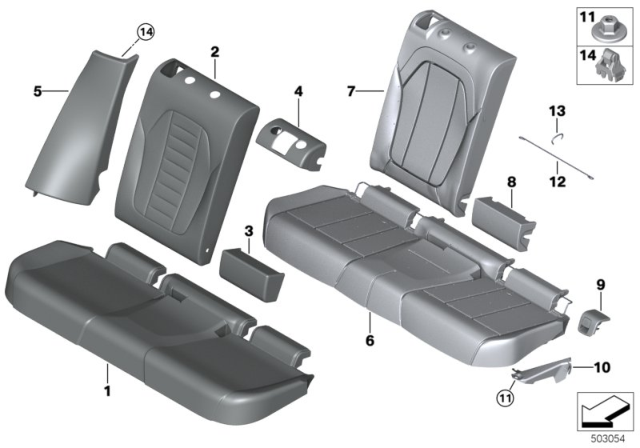 2020 BMW X4 M COVER BACKREST LEATHER RIGHT Diagram for 52208096088
