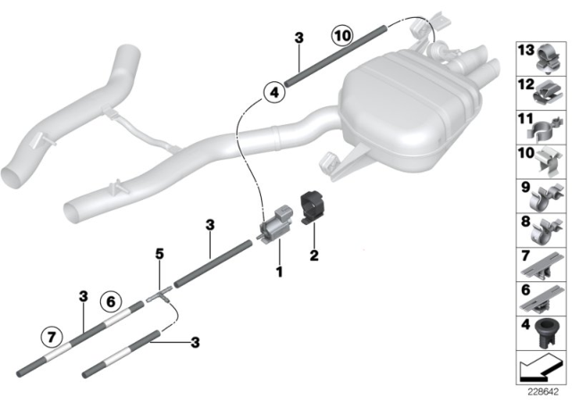 2010 BMW 750i Vacuum Control, Exhaust Flap Diagram