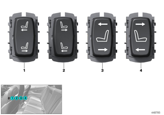 2016 BMW M4 Seat Adjustment Switch, Left Diagram for 61319390521