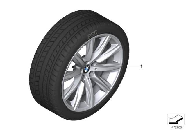 2019 BMW 530i Winter Wheel With Tire V-Spoke Diagram 3