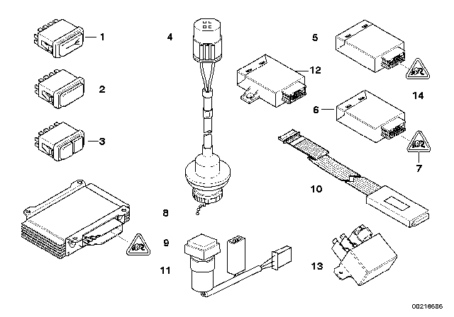 2007 BMW 335xi Modules / Switch / Charger Socket, Official Diagram