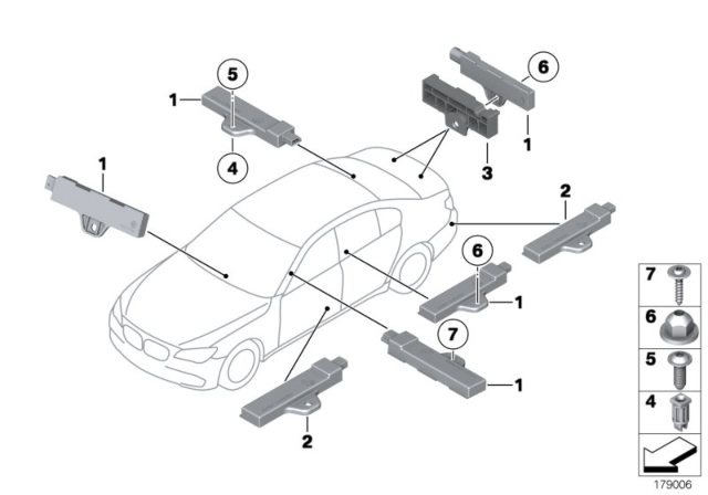2010 BMW 750Li Single Parts, Aerial, Comfort Access Diagram