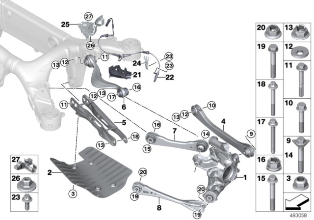 2017 BMW 750i xDrive Rear Right Upper Forward Lateral Arm Diagram for 33326867538