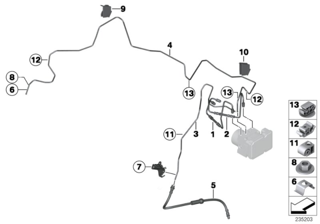 2011 BMW 1 Series M Brake Pipe, Front Diagram