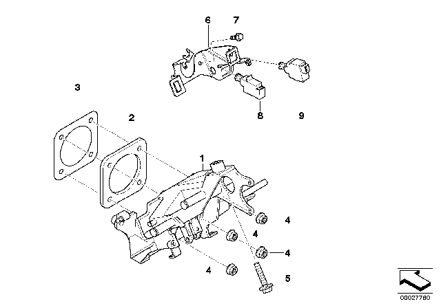 1997 BMW 540i Pedals - Supporting Bracket Diagram