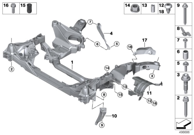 2020 BMW 740i xDrive Front Axle Support Diagram