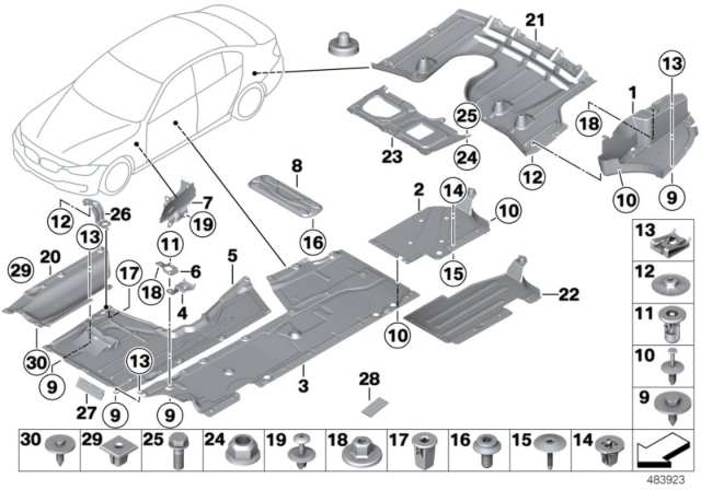 2016 BMW 328i xDrive Underfloor Coating Diagram