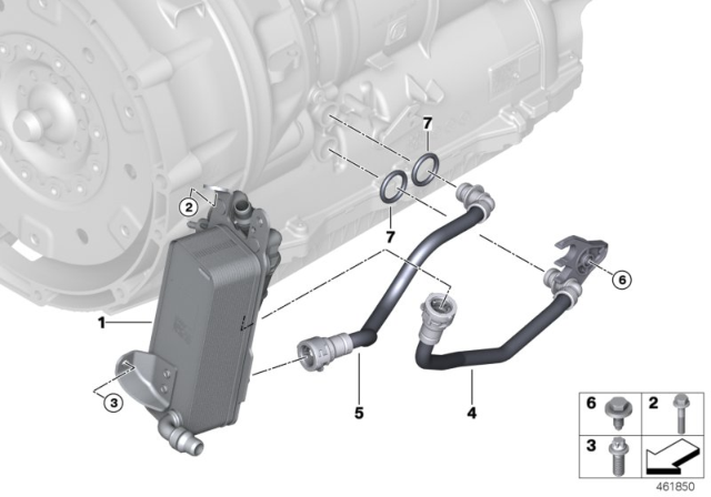 2019 BMW 530i Transmission Oil Cooler / Oil Cooler Line Diagram