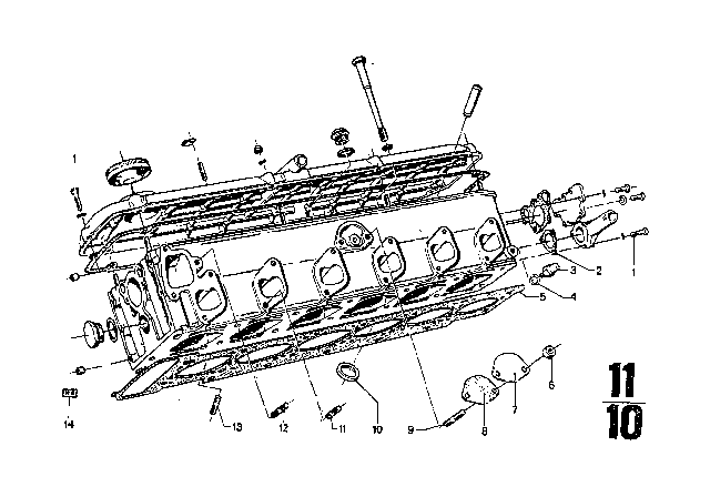 1969 BMW 2500 Cylinder Head Cover / Mounting Parts Diagram 2