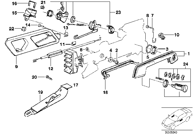 1989 BMW 525i Door Handle Inner Right Diagram for 51211944370