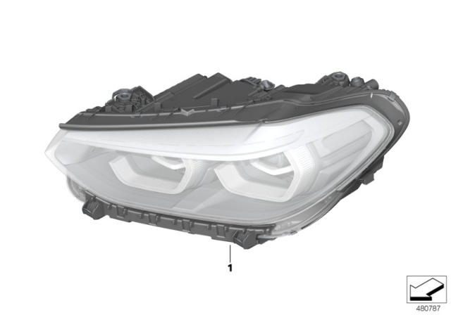 2019 BMW X3 High Right Led Headlight Diagram for 63117466116