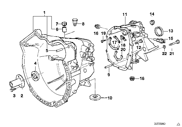 2003 BMW 320i Housing & Mounting Parts (S5D) Diagram