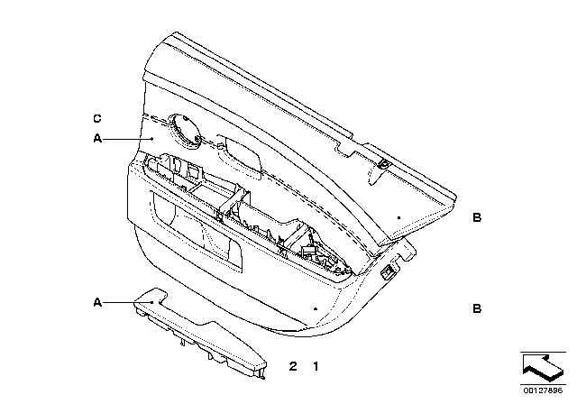 2002 BMW 745Li Sedan(E66) Individual Rear Door Trim Panel Diagram 1