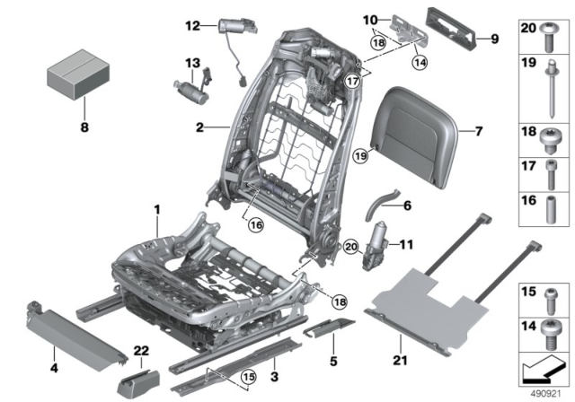 2020 BMW 740i xDrive Front Seat"Captains Chair" Diagram