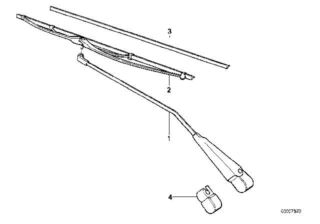 1980 BMW 733i Wiper Arm / Wiper Blade Diagram 1