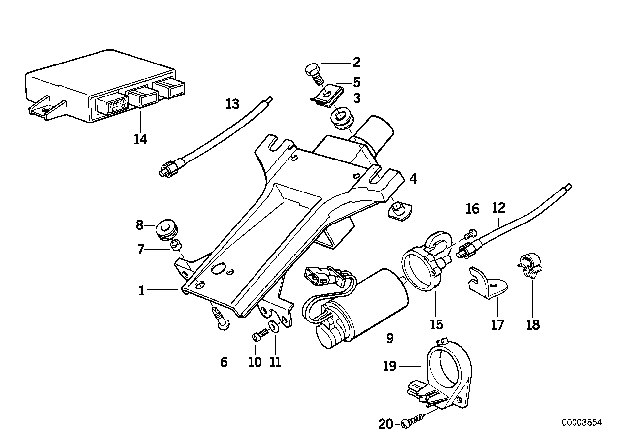 1991 BMW 735i Steering Column - Electrical Adjust. / Single Parts Diagram