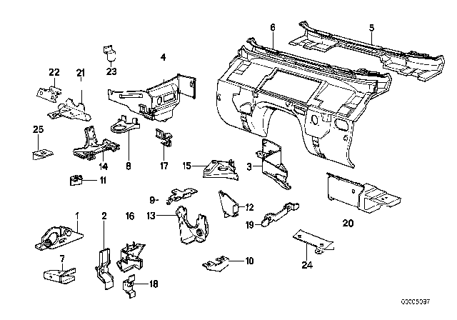1990 BMW 735i Splash Wall Parts Diagram