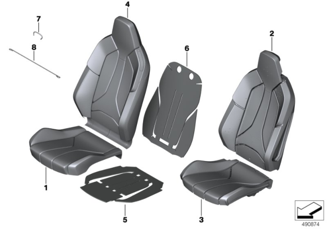 2020 BMW i8 Seat Upholstery, Right Diagram for 52107398712