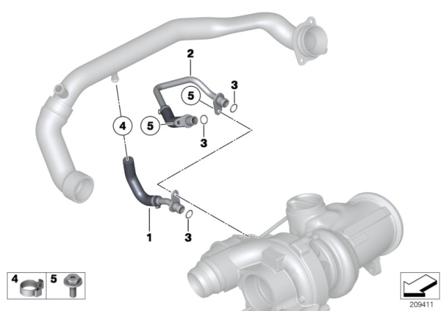 2013 BMW 535i Cooling System, Turbocharger Diagram