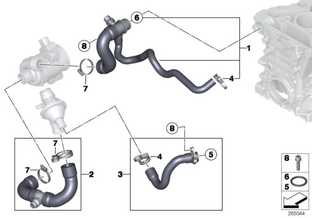 2014 BMW X3 Cooling System - Water Hoses Diagram