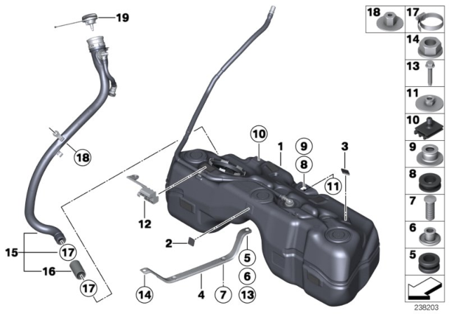 2011 BMW X3 Fuel Tank Mounting Parts Diagram