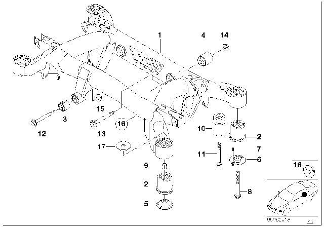 1997 BMW 740i Rubber Mounting Diagram for 33311090956