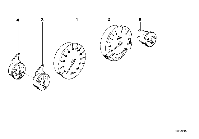 1991 BMW 735i Instrument Cluster Speedometer Diagram for 62111378581