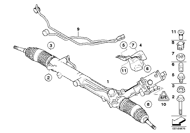 2007 BMW 650i Exchange Hydro Steering Gear Servotronic Diagram for 32106775423