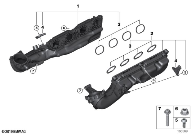 2014 BMW X6 Intake Manifold System Diagram for 11617555666