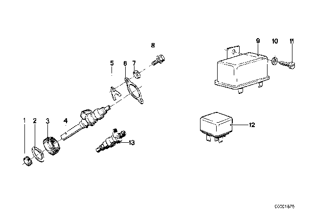 1979 BMW 733i Fuel Injector Diagram for 13641363918