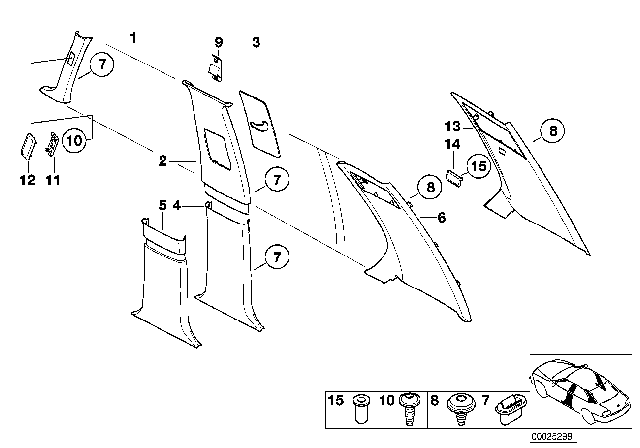 1999 BMW 740iL Covering Column-Center Lower Left Diagram for 51438174451