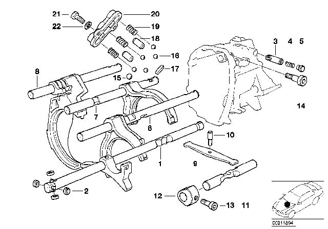 2001 BMW 320i Inner Gear Shifting Parts (S5D) Diagram 2