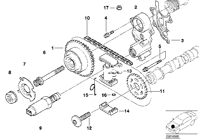 1998 BMW 740iL Camshaft Timing Chain Tensioner Diagram for 11311435027