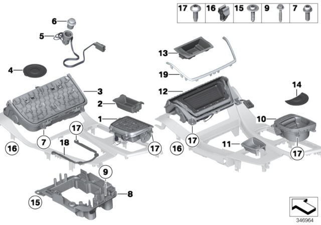 2013 BMW 550i Module Carrier, Centre Console Diagram for 51169206677