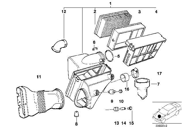 1991 BMW 325is Intake Silencer Diagram for 13711703953