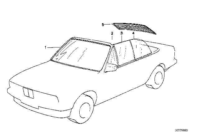 1992 BMW 325i Fixed Door Window, Green, Right Diagram for 51321933492