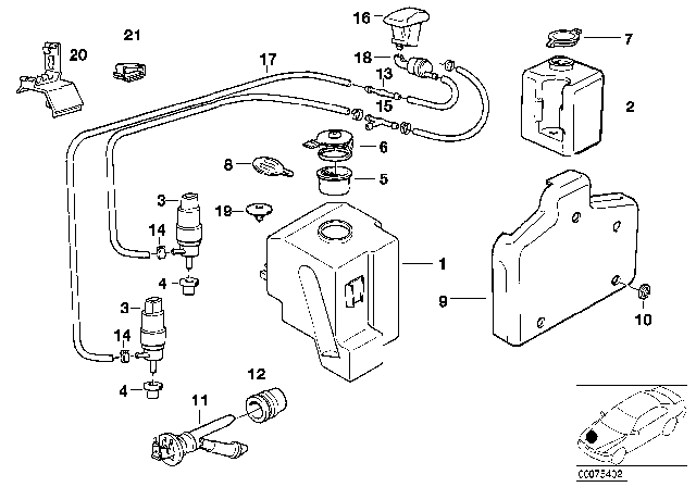 1995 BMW 530i Single Parts For Windshield Cleaning Diagram 2
