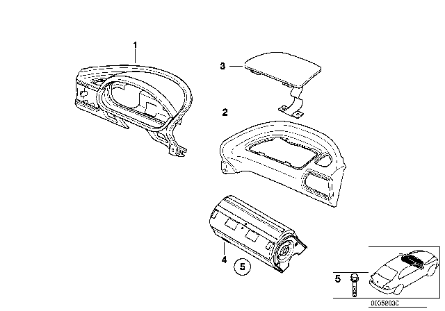 2002 BMW Z3 M I-Panel, Top, Driver / Co-Driver, With Airbag Diagram