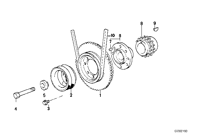 1995 BMW 318is Coupe Sedan Pulley Diagram for 11231727547