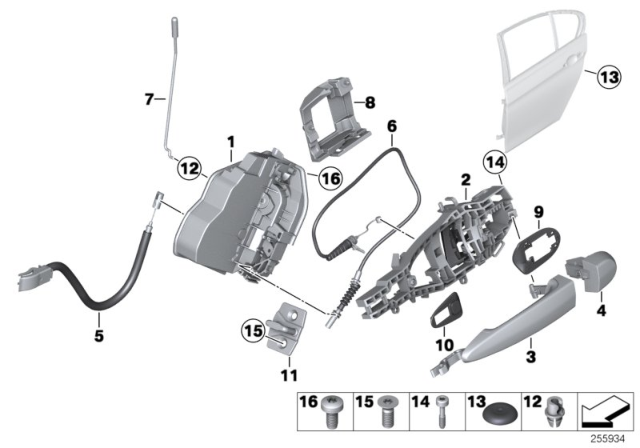 2014 BMW 320i Locking System, Door Diagram 2