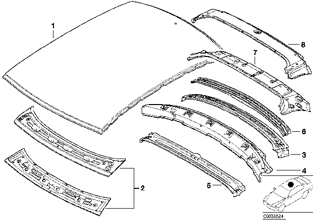 2005 BMW M3 Roof Diagram