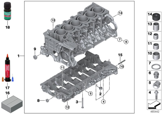 2016 BMW X4 Engine Block & Mounting Parts Diagram 1