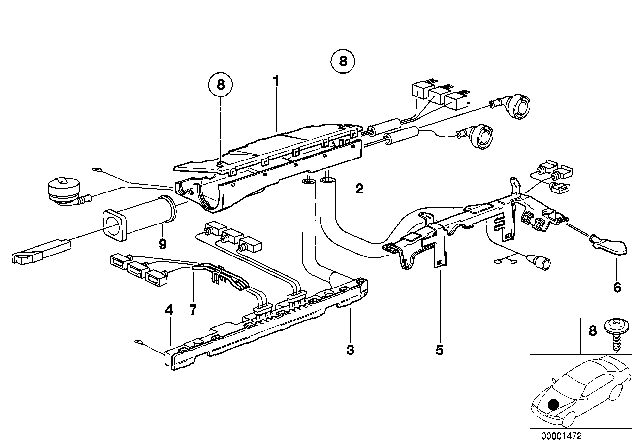 1999 BMW 323i Cable Harness Fixings Diagram