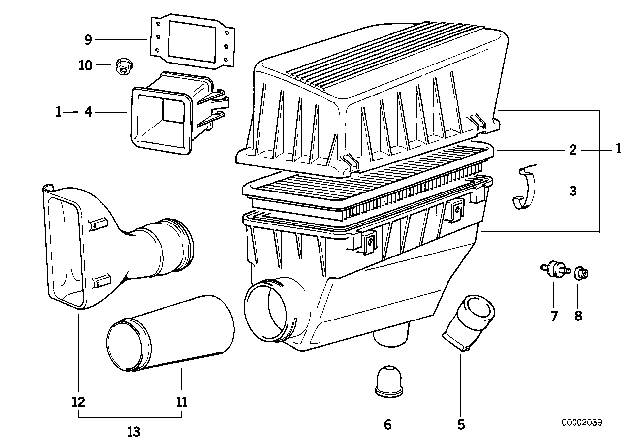 1992 BMW 318is Intake Silencer Diagram for 13711734398